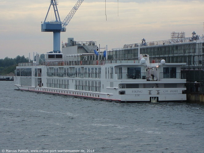 Flusskreuzfahrtschiff VIKING EIR am 09. August 2014 im Kreuzfahrthafen Warnem&uuml;nde in der Hansestadt Rostock.