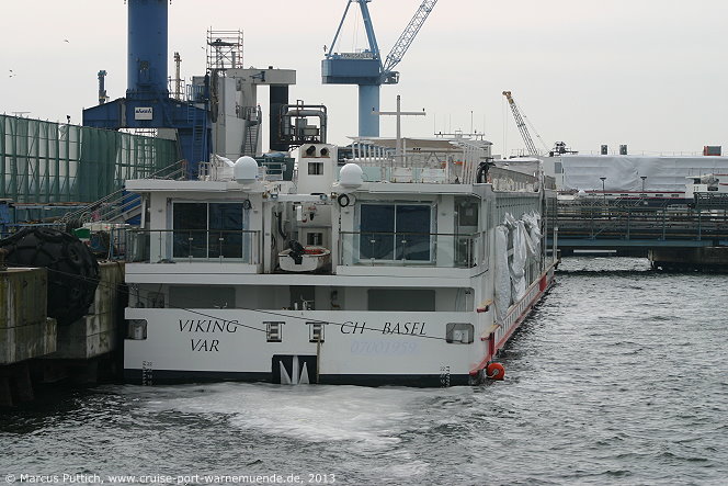 Flusskreuzfahrtschiff VIKING VAR am 17. M&auml;rz 2013 im Ostseebad Warnem&uuml;nde.