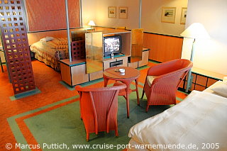 Das Kreuzfahrtschiff AIDAcara: Eine der vier Suiten auf Deck 7.