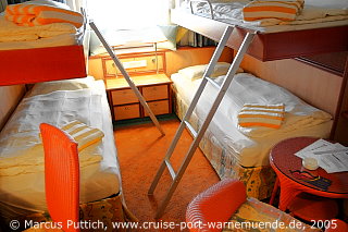 Das Kreuzfahrtschiff AIDAcara: Eine 4-Bett-Kabine der Kategorie B auf Deck 6.