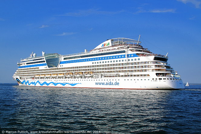 Das Kreuzfahrtschiff AIDAdiva am 02. August 2018 im Kreuzfahrthafen Warnemünde in der Hansestadt Rostock.