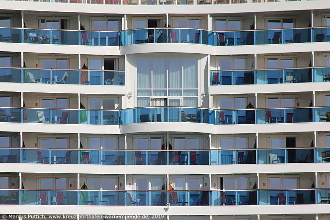 Das Kreuzfahrtschiff AIDAnova am 25. Februar 2019 in Funchal auf der Insel Madeira (Portugal).