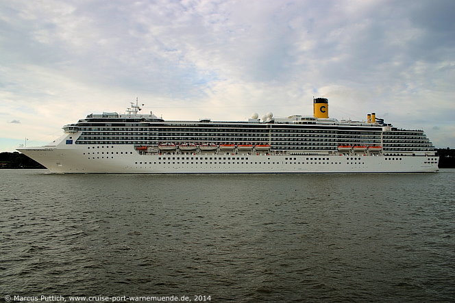 Das Kreuzfahrtschiff COSTA MEDITERRANEA von der Kreuzfahrtreederei Costa Crociere am 29. Juni 2014 in Hamburg (Deutschland).