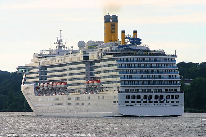 Das Kreuzfahrtschiff COSTA MEDITERRANEA von der Kreuzfahrtreederei Costa Crociere am 29. Juni 2014 in Hamburg (Deutschland).