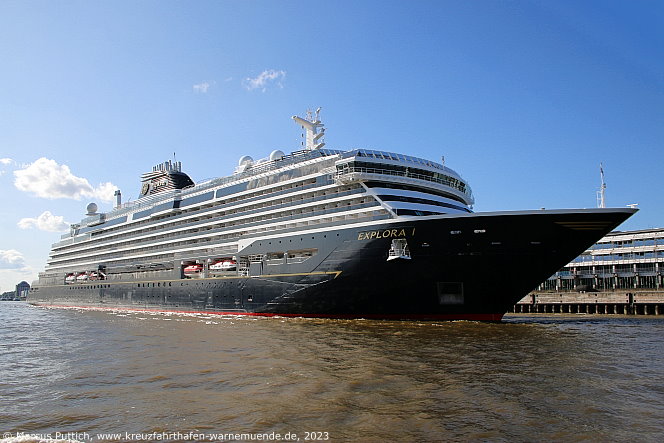 Das Kreuzfahrtschiff EXPLORA I am 21. August 2023 in Hamburg (Deutschland).