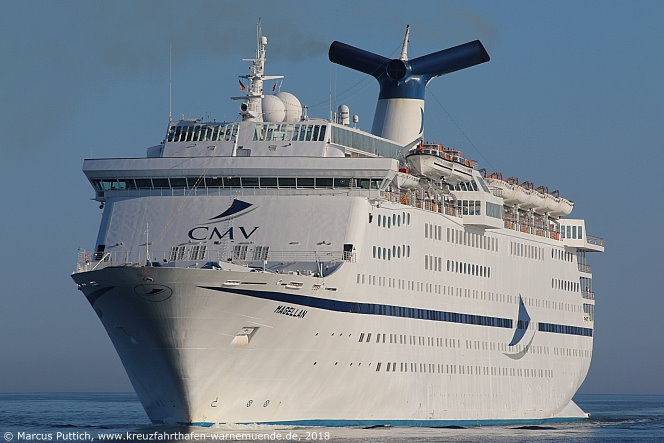 Das Kreuzfahrtschiff MAGELLAN am 23. Mai 2018 im Kreuzfahrthafen Warnem&uuml;nde in der Hansestadt Rostock.