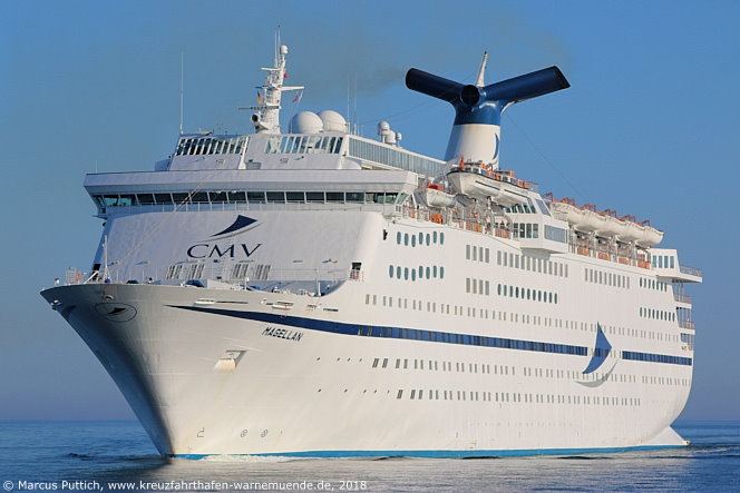 Das Kreuzfahrtschiff MAGELLAN am 23. Mai 2018 im Kreuzfahrthafen Warnem&uuml;nde in der Hansestadt Rostock.
