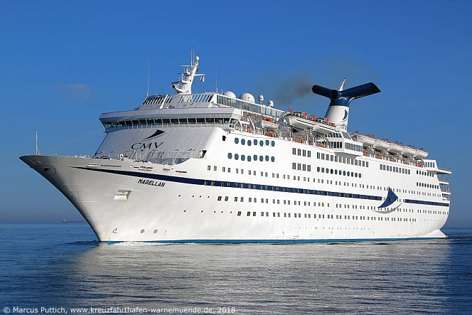 Das Kreuzfahrtschiff MAGELLAN am 23. Mai 2018 im Kreuzfahrthafen Warnem&uuml;nde in der Hansestadt Rostock.