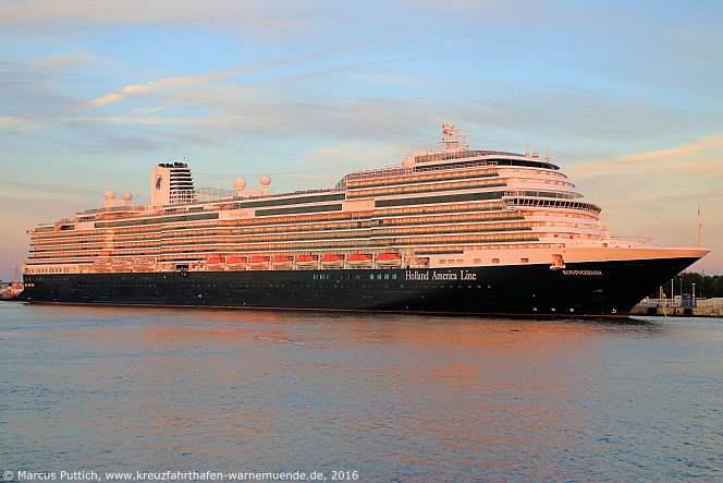 Das Kreuzfahrtschiff KONINGSDAM am 07. September 2016 im Kreuzfahrthafen Warnemünde in der Hansestadt Rostock.