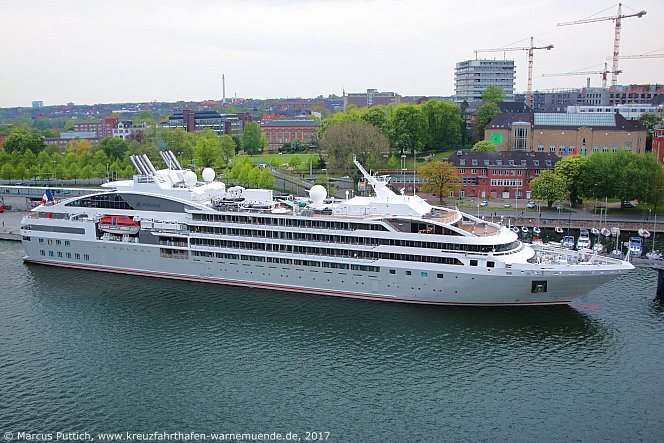 Das Kreuzfahrtschiff LE SOLEAL am 12. Mai 2017 in Kiel (Deutschland).