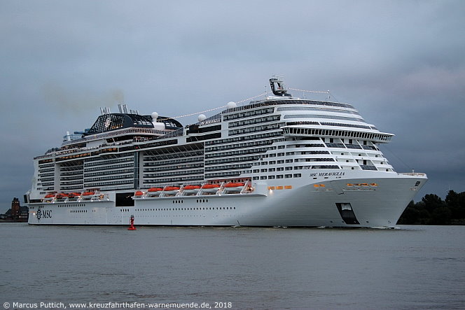 Das Kreuzfahrtschiff MSC MERAVIGLIA am 05. Juli 2018 in Hamburg (Deutschland).