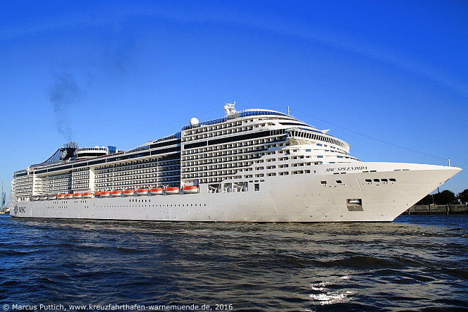 Das Kreuzfahrtschiff MSC SPLENDIDA am 20. Juli 2016 in Hamburg (Deutschland).