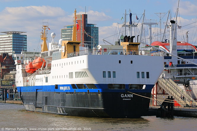 Das Kreuzfahrtschiff GANN am 15. April 2015 in Hamburg (Deutschland).