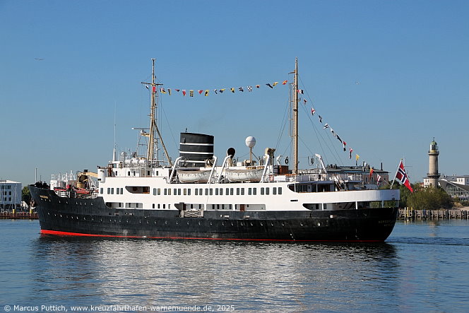 Das Kreuzfahrtschiff NORSTJERNEN von der Kreuzfahrtreederei Vestland Classic am 13. Mai 2015 im Kreuzfahrthafen Warnemünde in der Hansestadt Rostock.