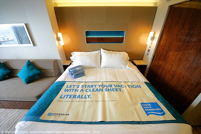 Kreuzfahrtschiff NORWEGIAN GETAWAY: Die BD Balkonkabine 10734 auf Deck 10.