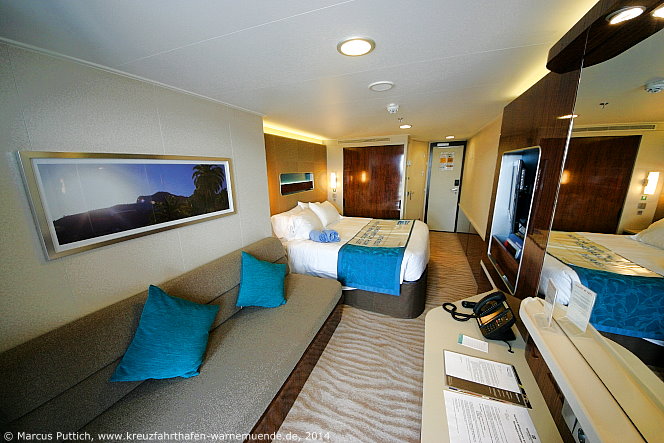 Kreuzfahrtschiff NORWEGIAN GETAWAY: Die BD Balkonkabine 10734 auf Deck 10.