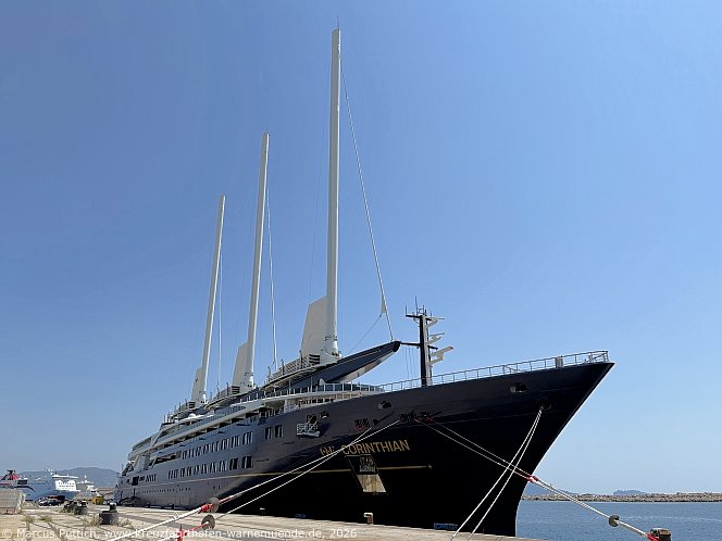 Das Kreuzfahrtschiff OE CORINTHIAN von der Kreuzfahrtreederei Orient Express Sailing Yachts am 30. Juni 2026 in Marseille (Frankreich).
