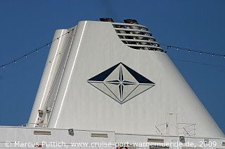 Kreuzfahrtschiff AZAMARA JOURNEY am 06. August 2009 im Kreuzfahrthafen Warnem&uuml;nde in der Hansestadt Rostock.