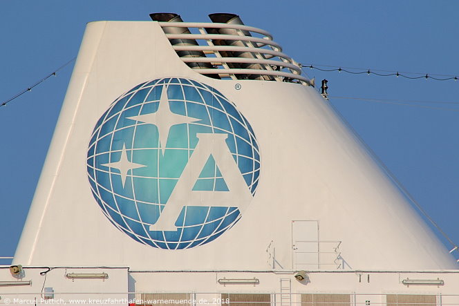 Kreuzfahrtschiff AZAMARA JOURNEY am 09. August 2018 im Kreuzfahrthafen Warnem&uuml;nde in der Hansestadt Rostock.