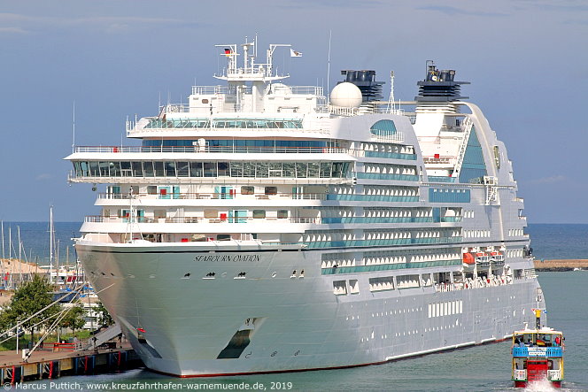 Das Kreuzfahrtschiff SEABOURN OVATION am 06. September 2019 im Kreuzfahrthafen Warnem&uuml;nde in der Hansestadt Rostock.