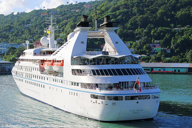 Das Kreuzfahrtschiff STAR PRIDE am 15. November 2019 in Castries auf der Insel St. Lucia (St. Lucia).