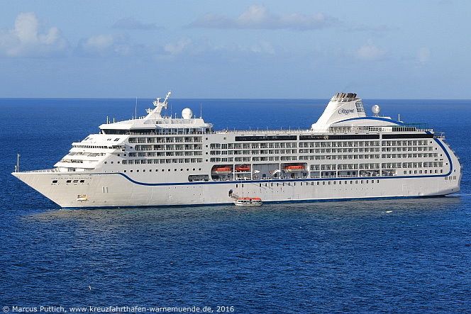 Kreuzfahrtschiff SEVEN SEAS MARINER am 04. April 2016 in Basseterre auf der Insel St. Kitts (St. Kitts und Nevis).