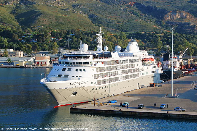 Das Kreuzfahrtschiff SILVER WIND am 21. Mai 2022 in Souda auf der Insel Kreta (Griechenland).