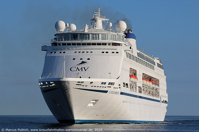 Das Kreuzfahrtschiff COLUMBUS am 20. Mai 2018 im Kreuzfahrthafen Warnem&uuml;nde in der Hansestadt Rostock.