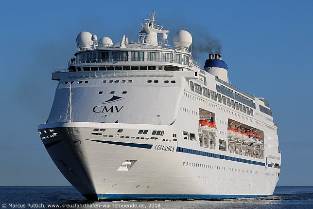 Das Kreuzfahrtschiff COLUMBUS am 20. Mai 2018 im Kreuzfahrthafen Warnem&uuml;nde in der Hansestadt Rostock.