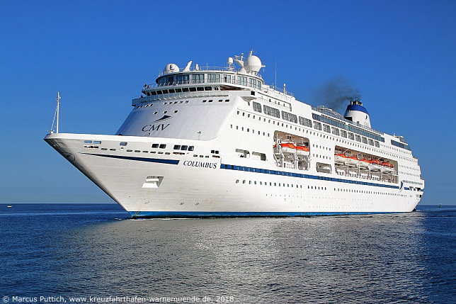 Das Kreuzfahrtschiff COLUMBUS am 20. Mai 2018 im Kreuzfahrthafen Warnem&uuml;nde in der Hansestadt Rostock.