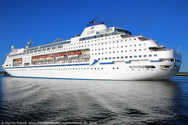 Das Kreuzfahrtschiff COLUMBUS am 20. Mai 2018 im Kreuzfahrthafen Warnem&uuml;nde in der Hansestadt Rostock.